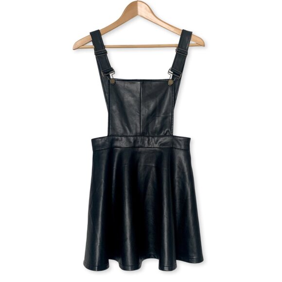 Akira Faux Leather Black Overalls Dress Whimsigoth Fairy Vampire Goth Vampire - Picture 4 of 15